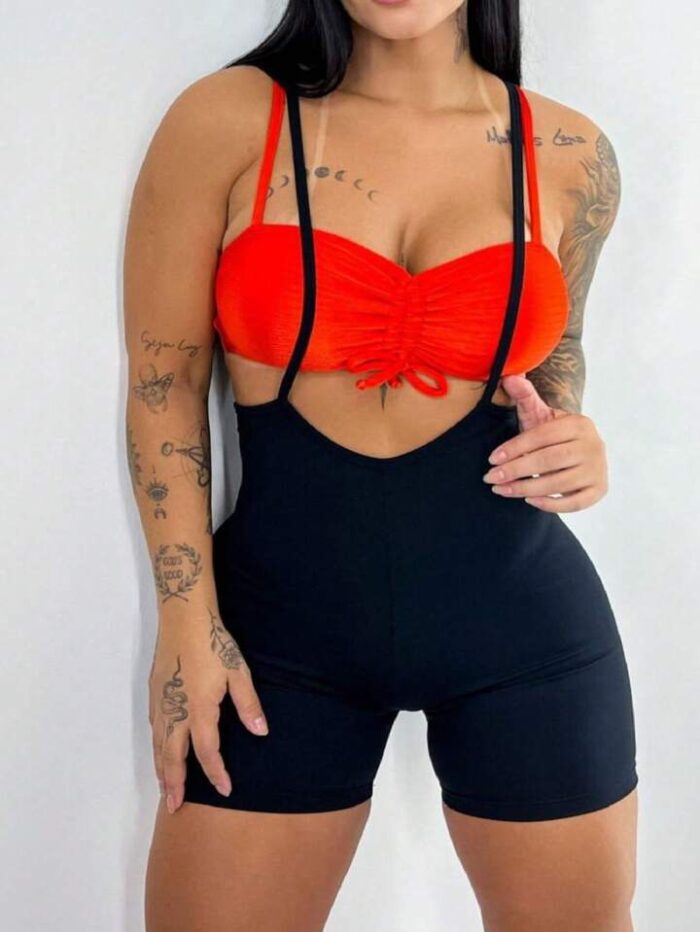 Jardineira Fitness Com Top Para Treino