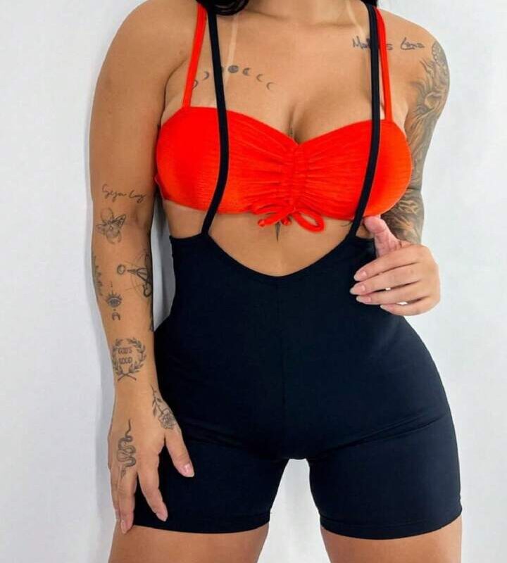Jardineira Fitness Com Top Para Treino